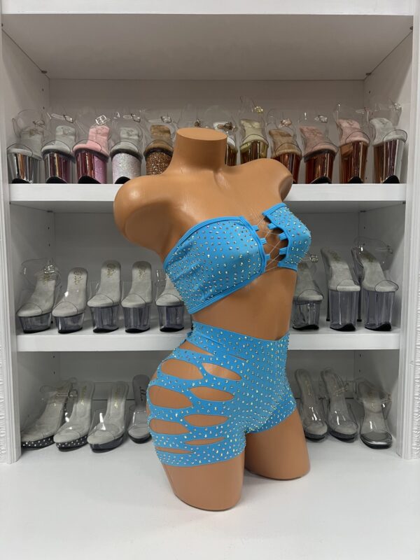 Solid Rhinestone Cut Short Tube Top - Image 49