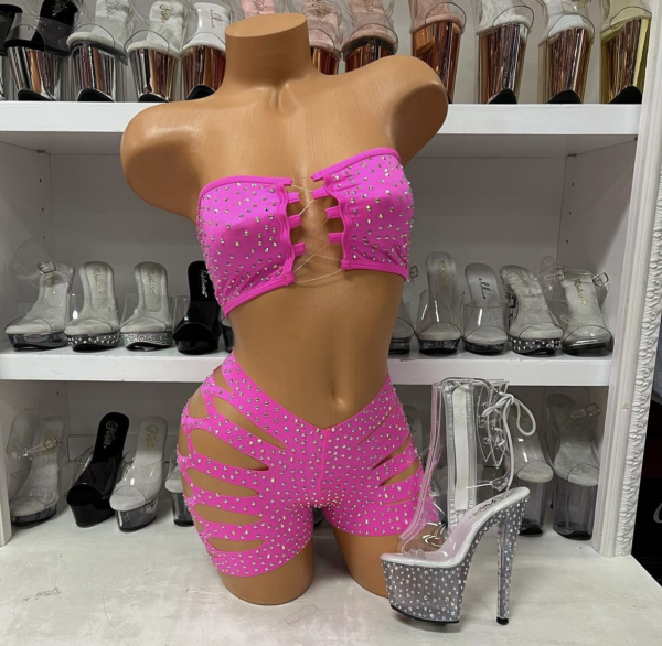 Solid Rhinestone Cut Short Tube Top - Image 9