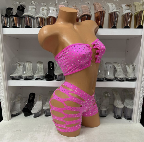 Solid Rhinestone Cut Short Tube Top - Image 11