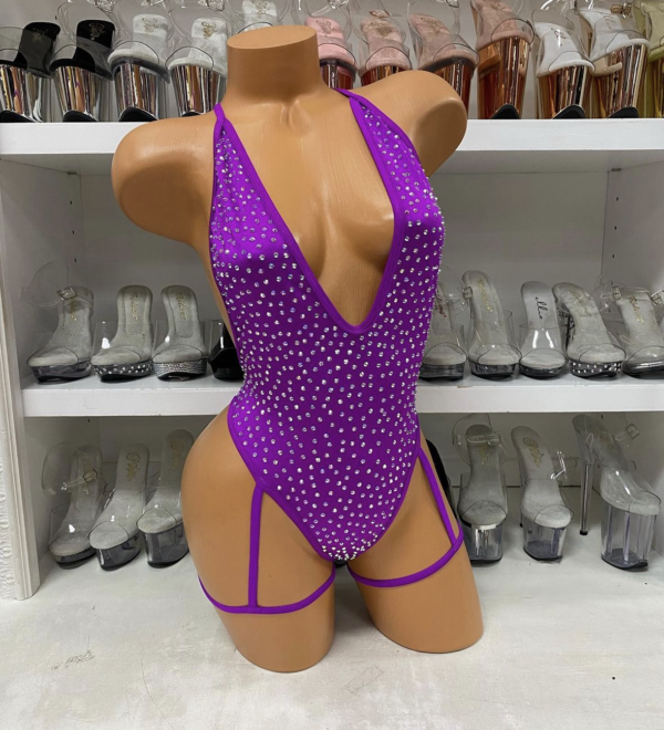 Solid Rhinestone Nova Leg Wrap Romper - Image 35