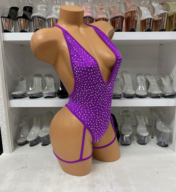 Solid Rhinestone Nova Leg Wrap Romper - Image 34