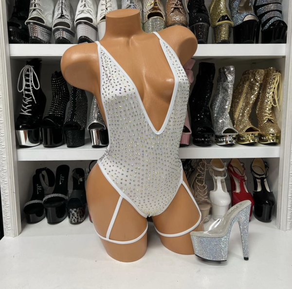 Solid Rhinestone Nova Leg Wrap Romper - Image 25