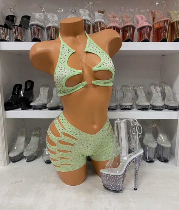 Solid Rhinestone Cut Short with Zig Zag Top - Image 10