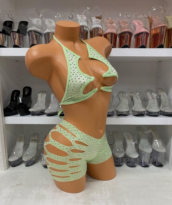 Solid Rhinestone Cut Short with Zig Zag Top - Image 12