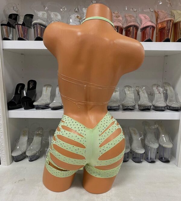 Solid Rhinestone Cut Short with Zig Zag Top - Image 13
