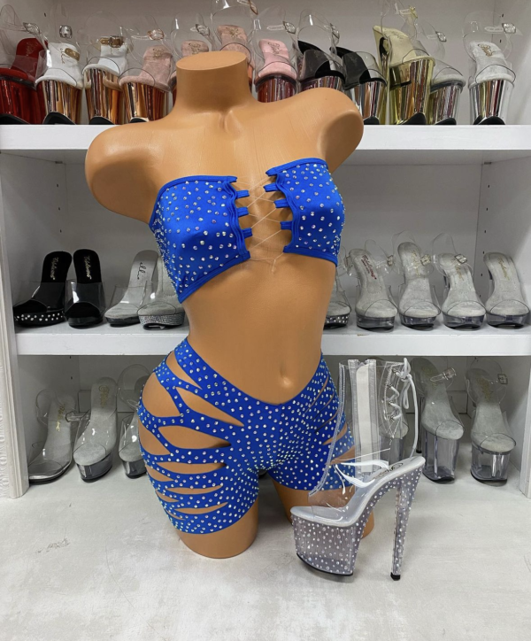 Solid Rhinestone Cut Short Tube Top