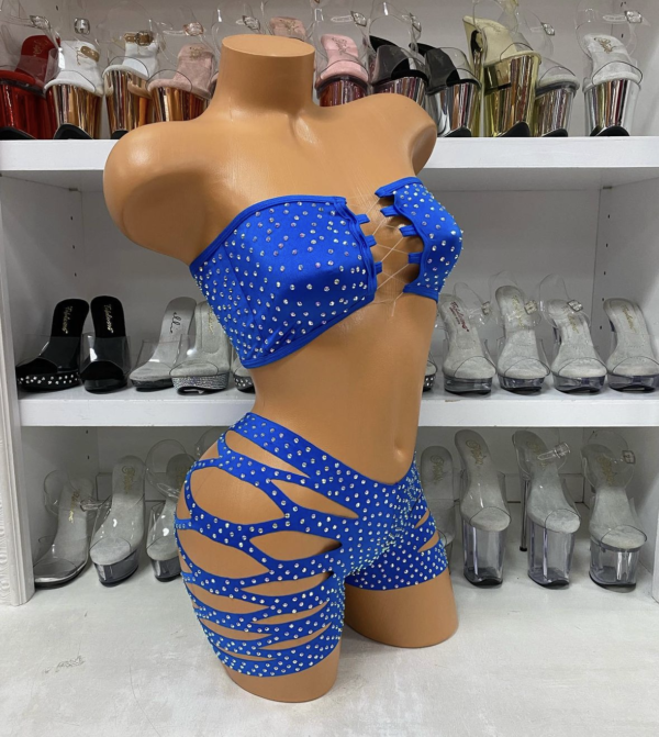 Solid Rhinestone Cut Short Tube Top - Image 3