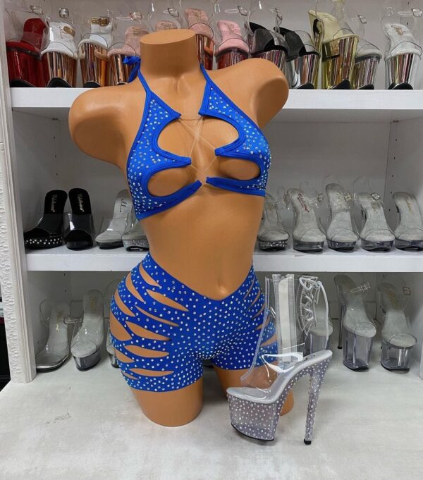 Solid Rhinestone Cut Short with Zig Zag Top - Image 14