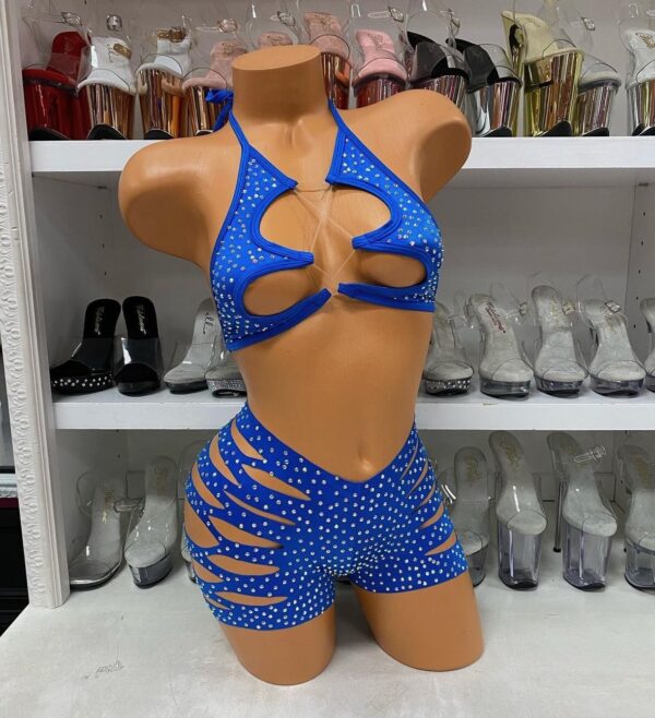Solid Rhinestone Cut Short with Zig Zag Top - Image 15