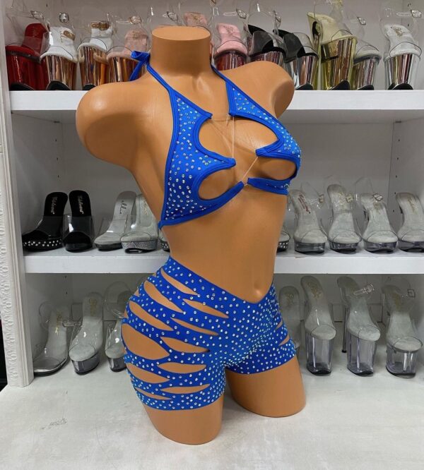 Solid Rhinestone Cut Short with Zig Zag Top - Image 16