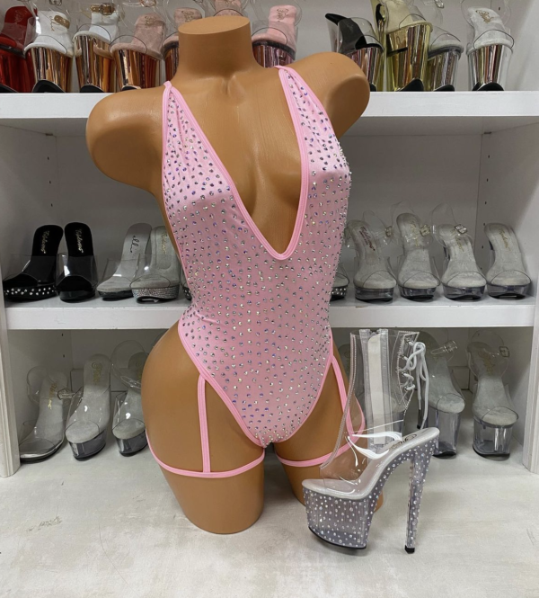 Solid Rhinestone Nova Leg Wrap Romper - Image 11