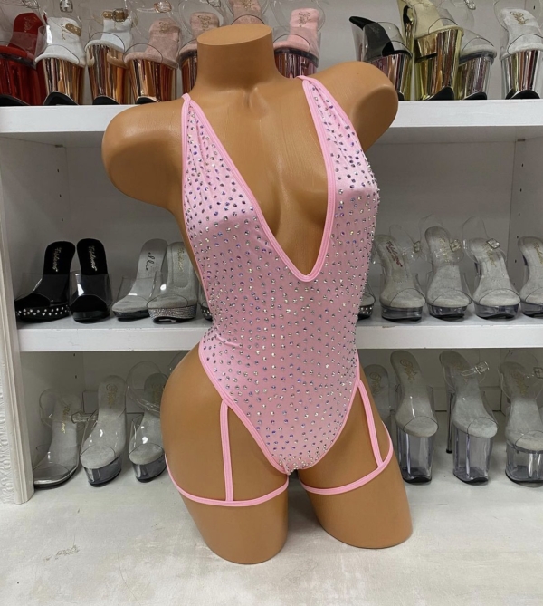 Solid Rhinestone Nova Leg Wrap Romper - Image 12