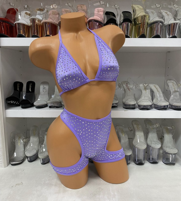 Solid Layla Rhinestone Wrapped Short Set - Image 11