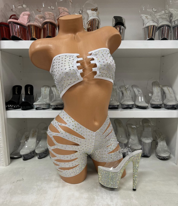 Solid Rhinestone Cut Short Tube Top - Image 13