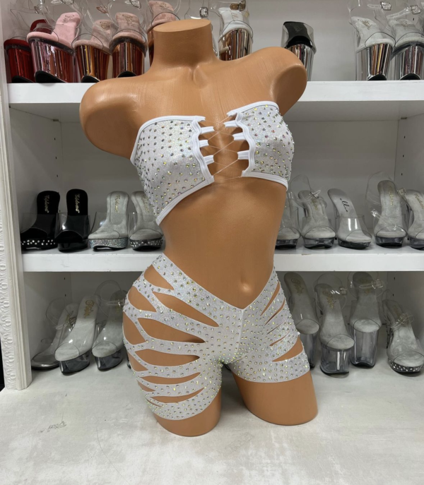 Solid Rhinestone Cut Short Tube Top - Image 14