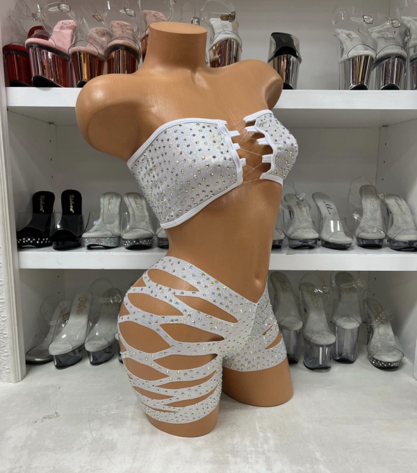 Solid Rhinestone Cut Short Tube Top - Image 16