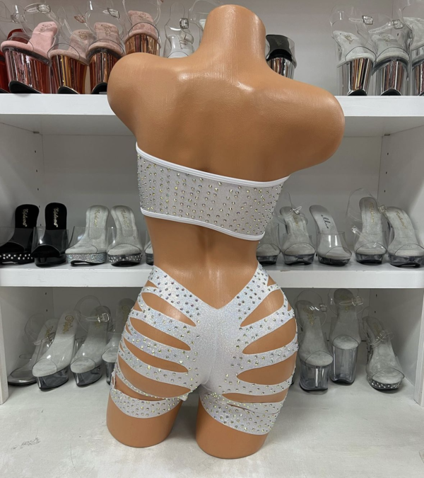 Solid Rhinestone Cut Short Tube Top - Image 15