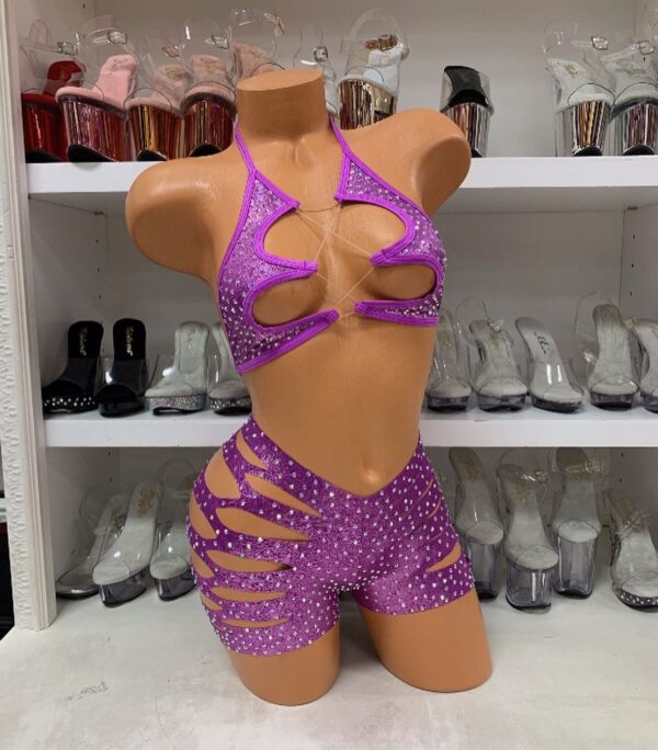 Solid Rhinestone Cut Short with Zig Zag Top - Image 19