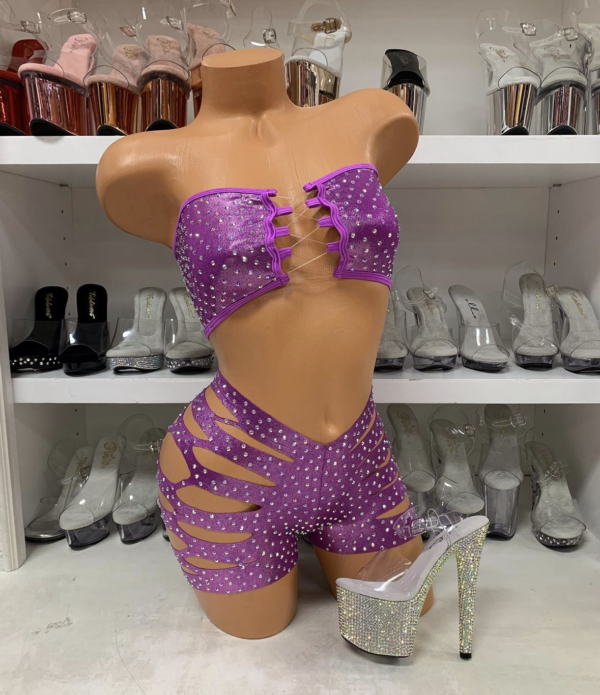 Solid Rhinestone Cut Short Tube Top - Image 17