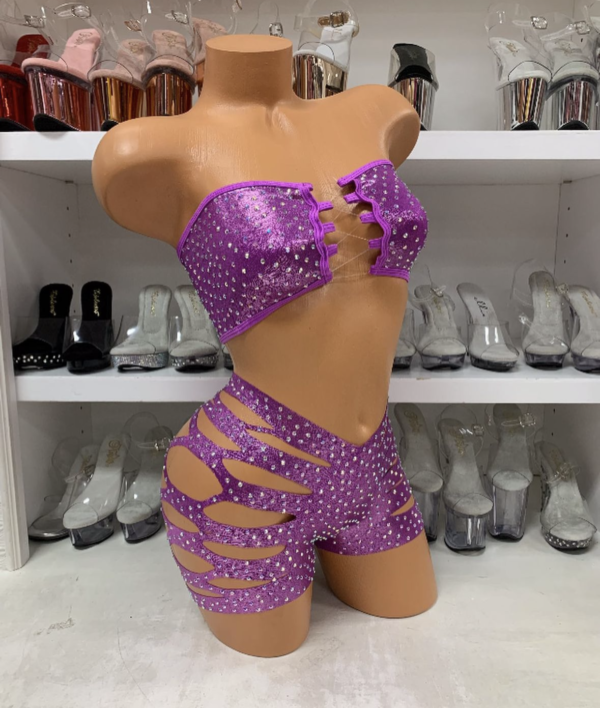 Solid Rhinestone Cut Short Tube Top - Image 19