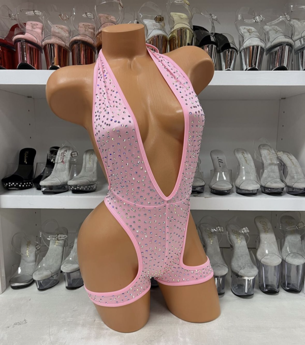 Solid Rhinestone One Piece with Leg Wraps - Image 6
