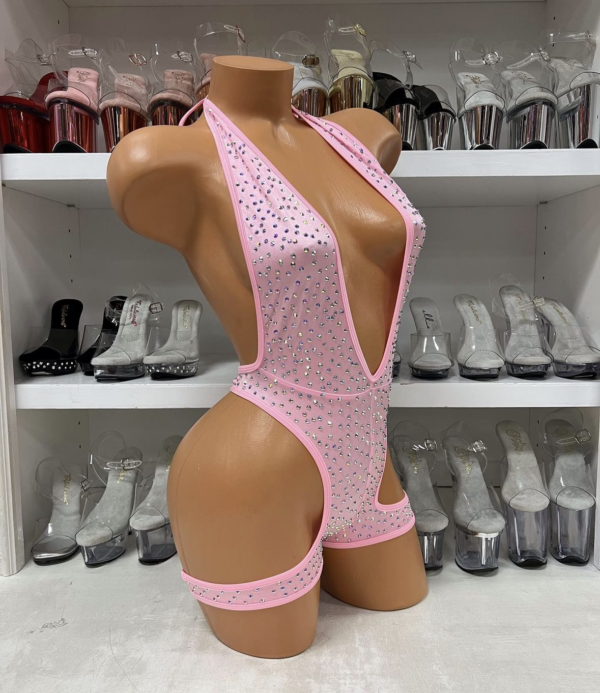 Solid Rhinestone One Piece with Leg Wraps - Image 7
