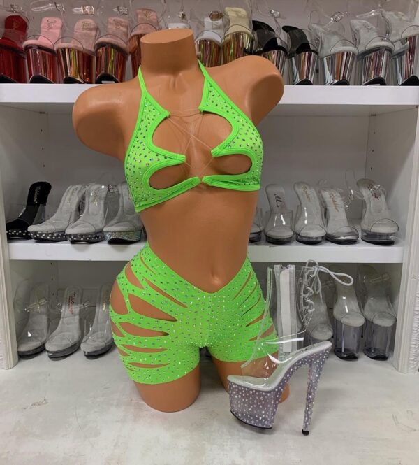 Solid Rhinestone Cut Short with Zig Zag Top - Image 22