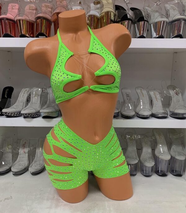 Solid Rhinestone Cut Short with Zig Zag Top - Image 23