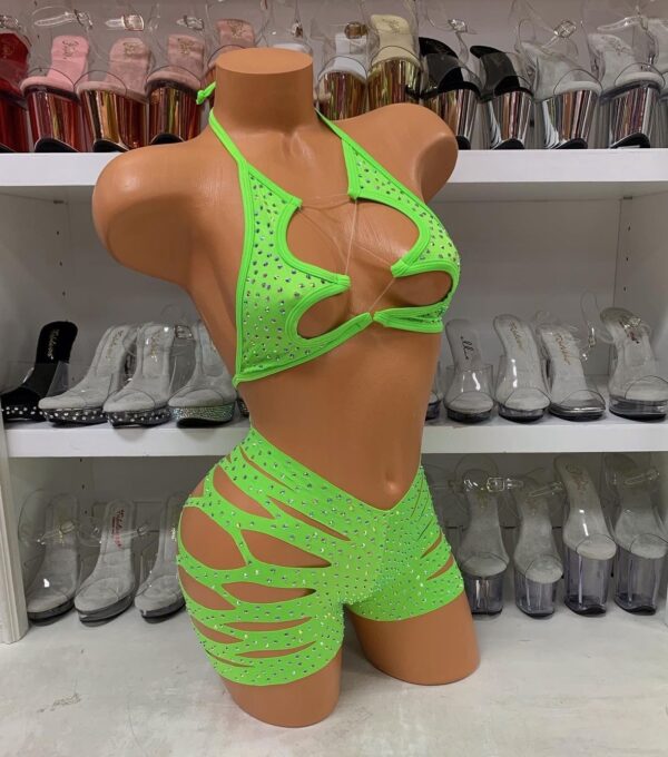Solid Rhinestone Cut Short with Zig Zag Top - Image 24