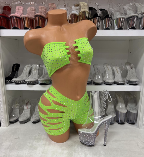 Solid Rhinestone Cut Short Tube Top - Image 21