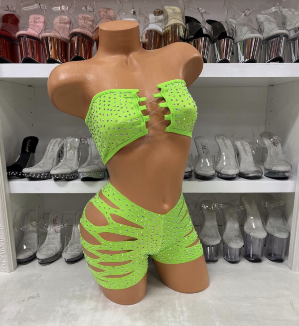 Solid Rhinestone Cut Short Tube Top - Image 22