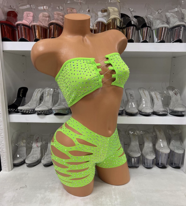 Solid Rhinestone Cut Short Tube Top - Image 23