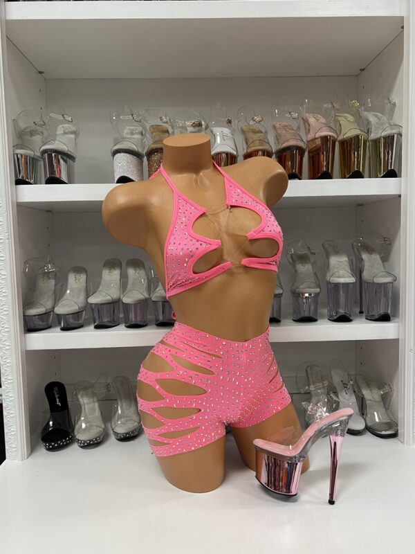 Solid Rhinestone Cut Short with Zig Zag Top - Image 4