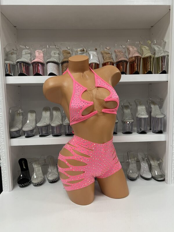 Solid Rhinestone Cut Short with Zig Zag Top - Image 5
