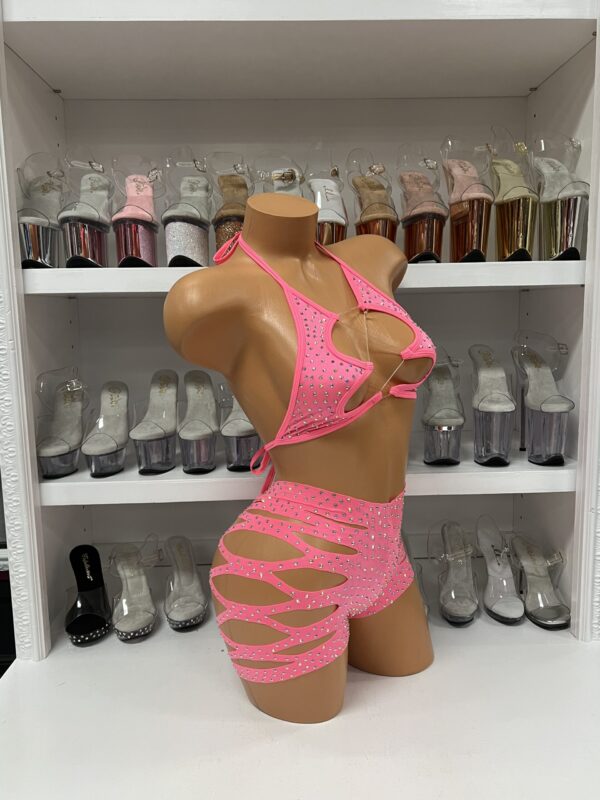 Solid Rhinestone Cut Short with Zig Zag Top - Image 6