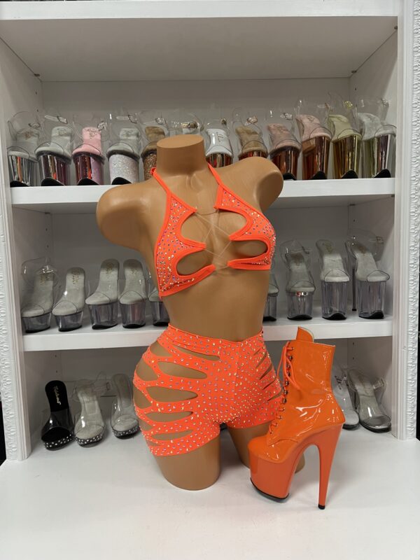 Solid Rhinestone Cut Short with Zig Zag Top - Image 7