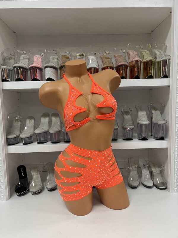 Solid Rhinestone Cut Short with Zig Zag Top - Image 8