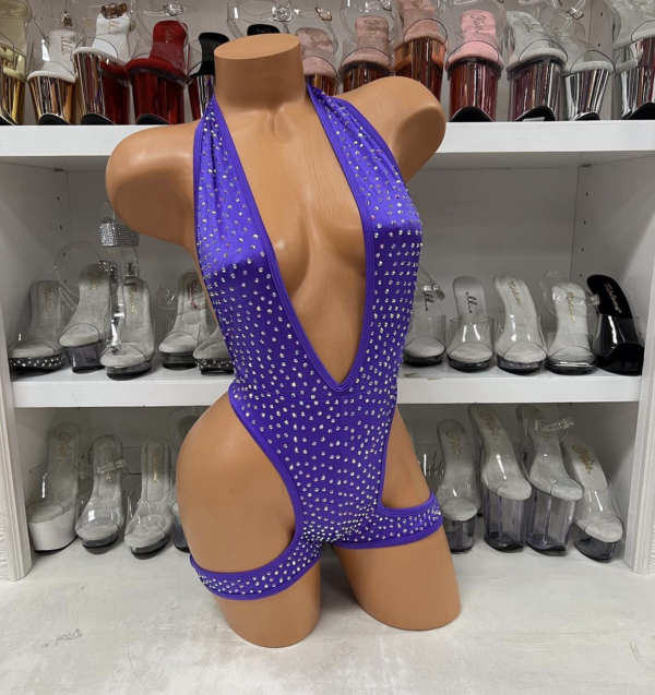Solid Rhinestone One Piece with Leg Wraps - Image 10