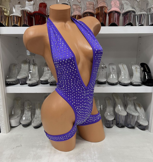 Solid Rhinestone One Piece with Leg Wraps - Image 11