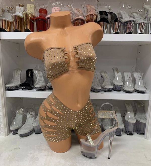 Solid Rhinestone Cut Short Tube Top - Image 24