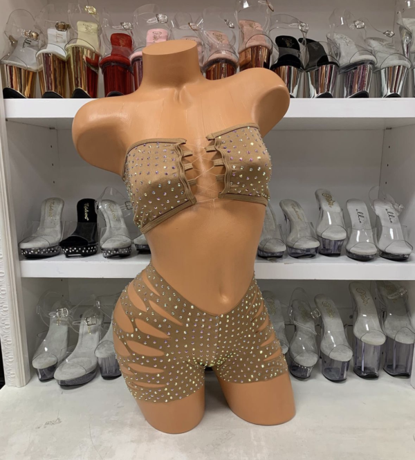 Solid Rhinestone Cut Short Tube Top - Image 25