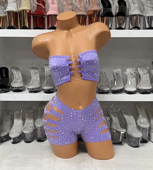 Solid Rhinestone Cut Short Tube Top - Image 29