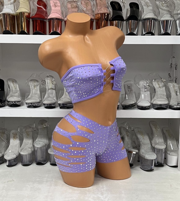 Solid Rhinestone Cut Short Tube Top - Image 30