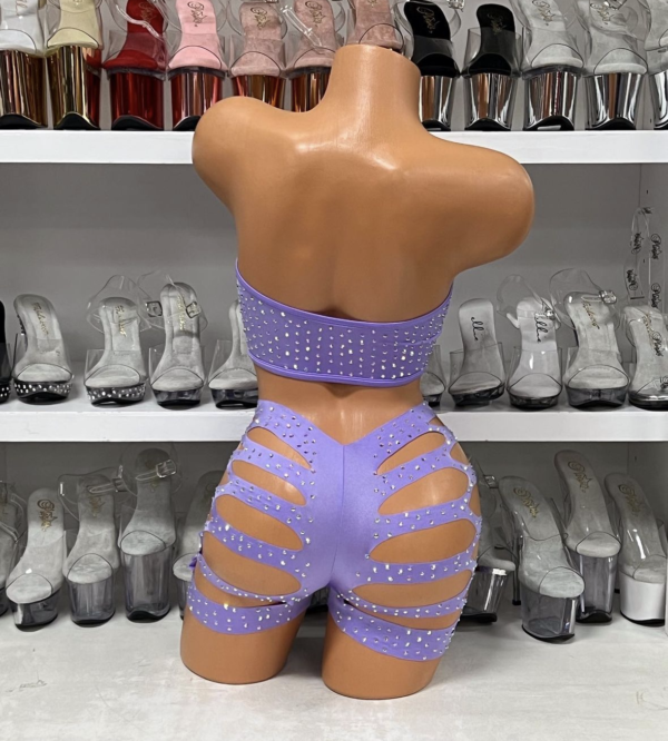 Solid Rhinestone Cut Short Tube Top - Image 31