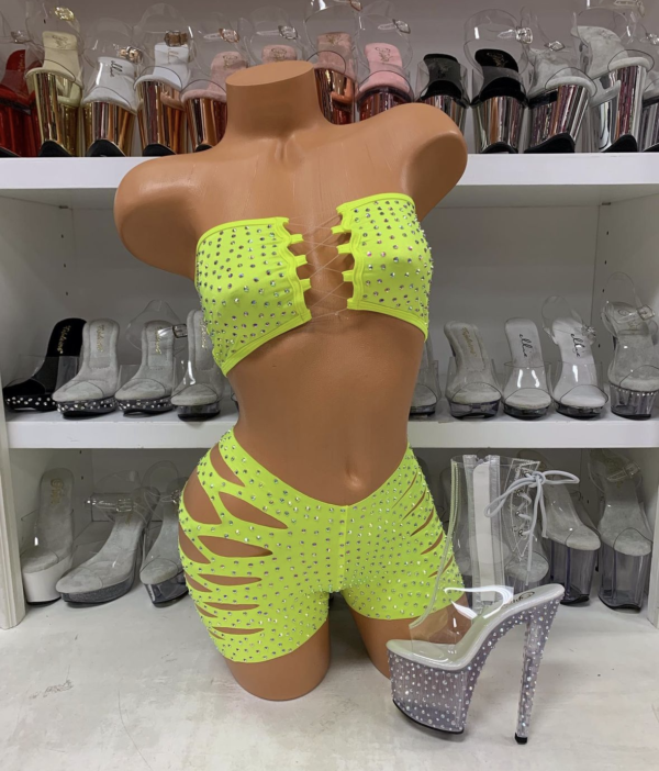 Solid Rhinestone Cut Short Tube Top - Image 32