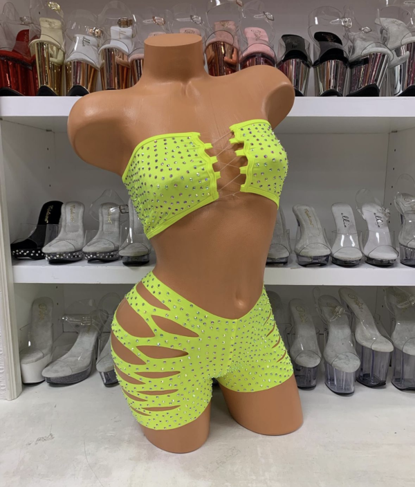 Solid Rhinestone Cut Short Tube Top - Image 34