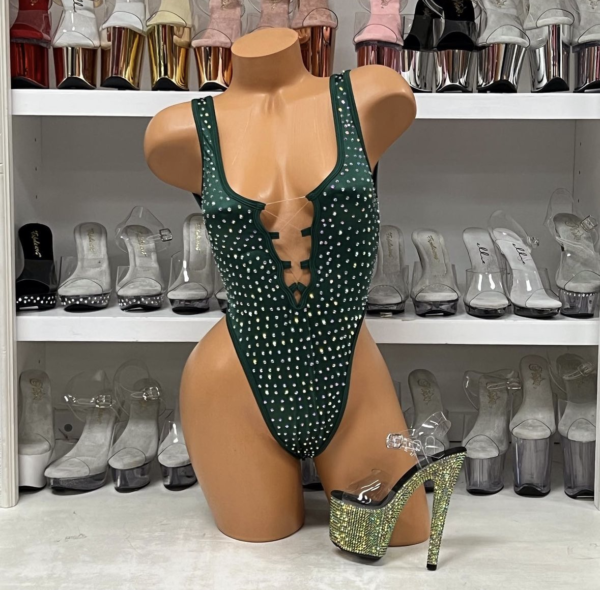 Sharon Solid Rhinestone Romper - Image 4
