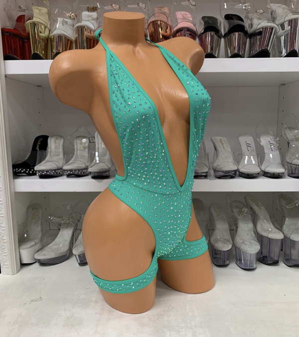 Solid Rhinestone One Piece with Leg Wraps - Image 15