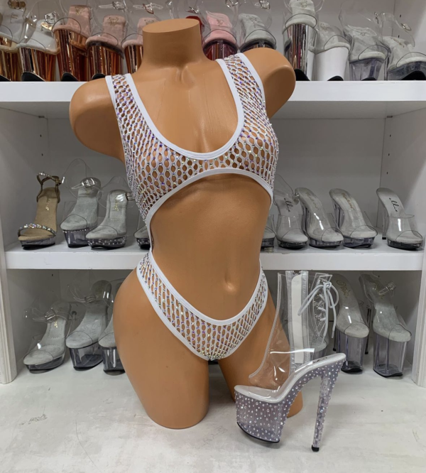 Mia Fishnet Rhinestone Romper - Image 5