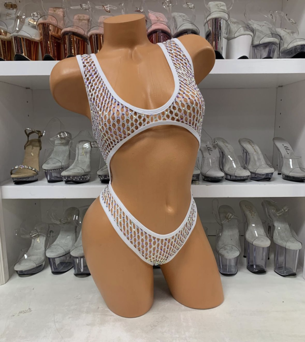 Mia Fishnet Rhinestone Romper - Image 6